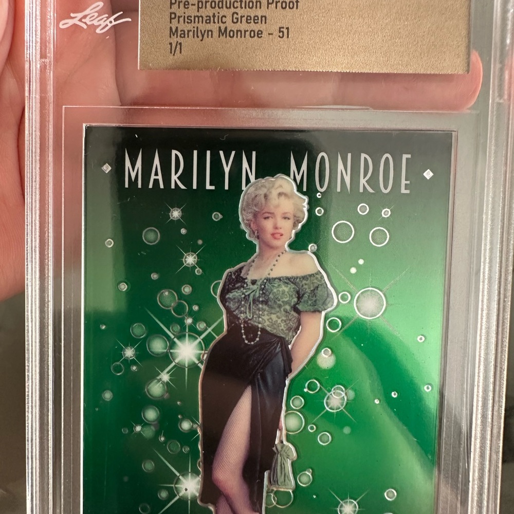 Marilyn Monroe Prismatic Green pre- proof Leaf card